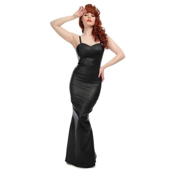 Collectif Dresses & Skirts - SOLD Collectif Black Glitter Maxi Prom Dress - Leather Look Mermaid Gown XS